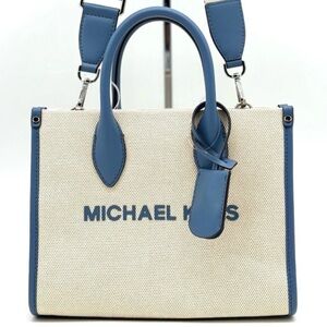 Michael Kors Mirella Small Pebbled Leather Crossbody Bag Denim Blue